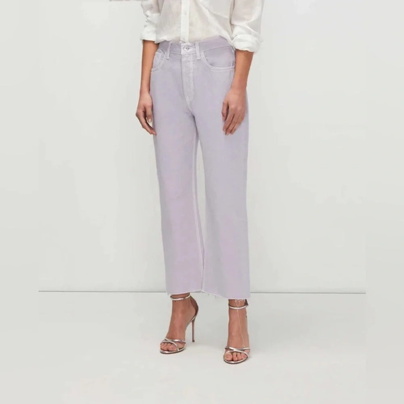 7 For All Mankind Easy Straight Ankle Jean Cut Hem Lavender Denim Casual - Picture 1 of 16